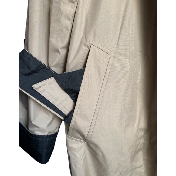 Ensign Women's Reversible Trench Coat Size Medium Vintage Black Tan Long Jacket - Picture 6 of 8